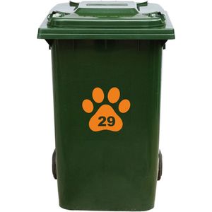 Kliko Sticker / Vuilnisbak Sticker - Hondenpoot - Nummer 29 - 18x16,5 - Oranje