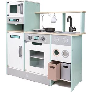 Eurekakids Master Kitchen Pastel - Houten Speelkeuken met Accessoires - Keukentje voor Kinderen van Hout met Veel Mogelijkheden