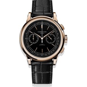 Corniche Heritage Chronograph C65407 Heren Horloge - Chronograaf - Saffierglas - Roestvrijstaal/Leer - Rosé goudkleurig/Zwart - Ø 39 mm - Hybrid