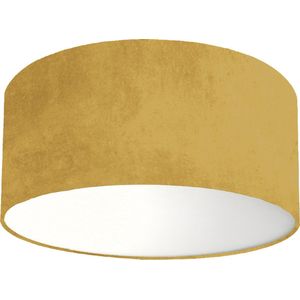 Plafondlamp velours oker geel - Kinderkamerdecoratie- Lamp voor aan het plafond - Diameter 35cm x 15cm hoog | E27 fitting maximaal 40 watt | Excl. Lichtbron