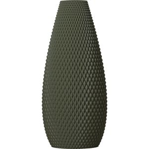 Slimprint Vaas FLUX, Groen, Halfronde Tafelvaas voor Droogbloemen, 16,8 x 12,1 x 37 cm, Plantaardig Kunststof
