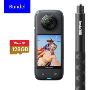 Insta360 X3 - Starter Bundel - met Invisible selfie stick en 128GB SD kaart - Panorama Actioncam - Waterproof