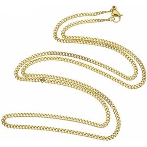 Fako Bijoux® - Schakelketting Staal - RVS - Gourmette - Cuban Link - 2.2mm - 60cm - Goudkleurig