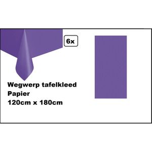 6x Wegwerp tafelkleed papier paars 120cm x 180cm - Thema feest festival thema feest evenement gala