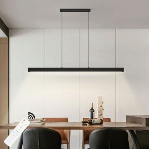 D&B - Hanglamp - Tafellamp - Hanglamp Eetkamer - Zwart - Modern - Dimbaar - 150 CM - In Hoogte verstelbaar - Met Afstandsbediening