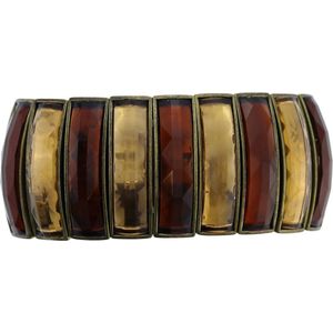 Behave Goud-kleurige armband elastisch met bruine stenen