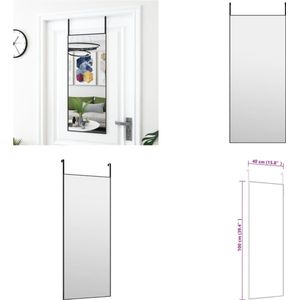 vidaXL Deurspiegel 40x100 cm glas en aluminium zwart - Deurspiegel - Deurspiegels - Wandspiegel - Hangspiegel