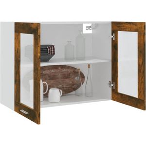 The Living Store Wandkast Gerookt Eiken - Keuken - 80x31x60 cm - Opbergkast met Wandmontage - Bewerkt Hout