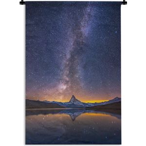 Wandkleed Melkweg - De Melkweg bij een mooie zonsondergang Wandkleed katoen 60x90 cm - Wandtapijt met foto