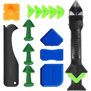 Silicone Grout Remover Tool with 6 Interchangeable Squeegee - Set of 15 Pieces