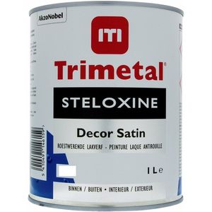 Trimetal Steloxine Decor Satin - Polyvalente solventgedragen metaalbescherming ( 3 in 1) - Kleur RAL 9010 Zuiver Wit ( gebrokenwit ) - 1 L