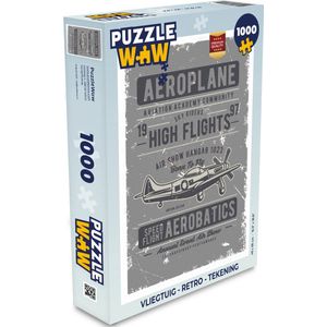 Puzzel Vliegtuig - Retro - Tekening - Legpuzzel - Puzzel 1000 stukjes volwassenen