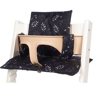 Dooky Kinderstoel Kussen Set - Past op Tripp Trapp stoel - Romantic Leaves Black