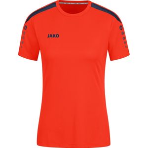 JAKO Shirt Power Korte Mouw Dames Oranje-Marine Maat 40