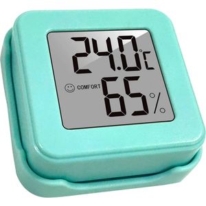 Hygrometer Met Houder - Weerstation - Luchtvochtigheidsmeter - Thermometer Voor Binnen - Incl. Batterij & Plakstrip - Groen