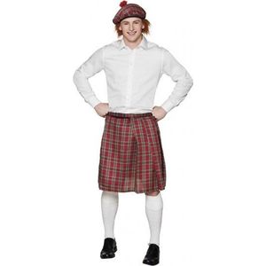 2x stuks rode Schotse kilt / rok voor heren - Carnaval verkleedkleding