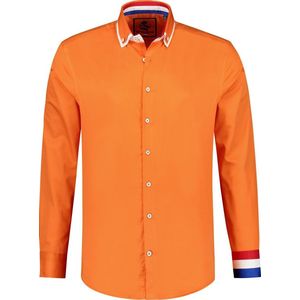 Overhemd - Hup Holland Hup - Lange Mouw - Heren - Formule 1 - EK / WK - Koningsdag - Oranje - Maat XL