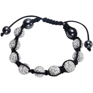 Behave Armband met koord en kristal bolletjes