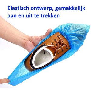 Wegwerp antislip schoenovertrekken 100 stuks plastic waterdicht (50 paar, blauw)