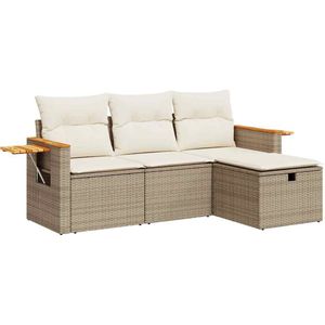 vidaXL Loungeset 4-delig - Beige - Inclusief Kussens