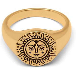 Zentana Zegelring Zon - Goud Verguld - Zonnedans Ring - Sieraden voor Vrouwen & Dames - 7