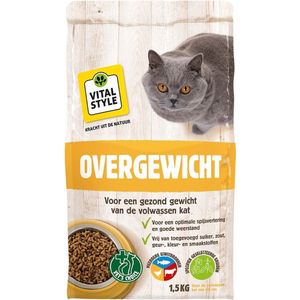 VITALstyle Overgewicht - Kattenbrokken - Dieetvoer Voor Geleidelijk Gewichtsverlies En Behoud - Met o.a. Brandnetel & Mariadistel - 1,5 kg