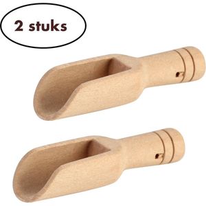 Houten schepjes - schepjes voor kruiden en thee - suiker schepje - Doseerschep - Set van 2