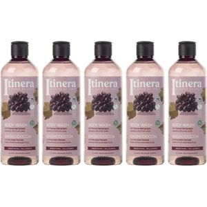 ITINERA - Gladmakende Body Wash met Toscaanse rode druiven, 95% natuurlijke ingrediënten, 370 ml (5 stuks)