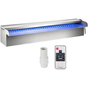 Waterval Fontein - Zwembad - Afstandsbediening - RVS - Waterval Overlaat - Kamerfontein - Binnen & Buiten - met LED-verlichting - SW1500 LED Waterfall voor Zwembad of Tuin – Waterpartij met Kleurrijke LED-strip