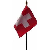 Zwitserland mini vlaggetje op stok 10 x 15 cm