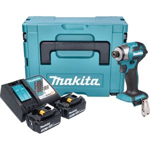 Makita DTD 173 RFJ accu slagmoersleutel 18 V 180 Nm 1/4"" borstelloos + 2x oplaadbare accu 3.0 Ah + lader + Makpac