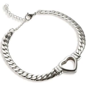 Schakelarmband met hartje - Zilveren armband - Premium Stainless Steel - The Jewellery Salon