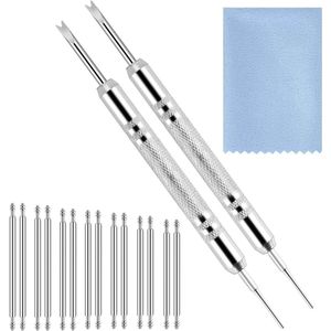 Horloge Reparatie Tool Kit - Spring Bar Tool/14 stks Horloge Band Pinnen (18/20/21/22/23/24/25mm)/Horloge Schoonmaak Doek - Link Verwijdering Pin Remover