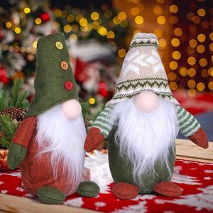2 Stuks Kerst Gnome Zweedse, Schattige Handgemaakte Kerst Zitten Kerstman Dwerg Poppen Gonks Dwerg Elf Beeldjes voor Xmas Haarden Kantoor Kerstfeest Decor (25cm x 16cm)