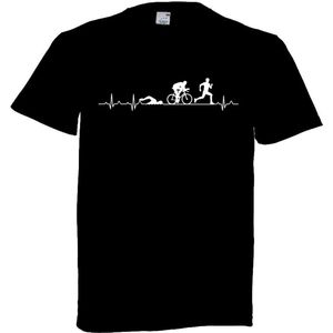 Grappig T-shirt - triatlon met hartslag - triatleet - hardlopen - zwemmen - fietsen - wielrennen - sport - triathlon - maat XXL