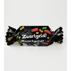 Snoeptoffee - Zwart geld - Gevuld met Snoep - In cadeauverpakking met gekleurd lint