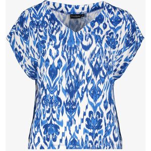 TwoDay dames T-shirt met print blauw wit - Maat 3XL