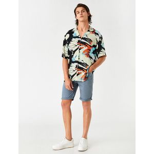 Koton Mannen Normale taille Direct Gabardine shorts met gelaagde pijpen