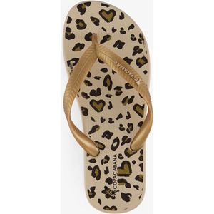 Copacabana vegan kinder slippers met panterprint - Beige - Maat 33