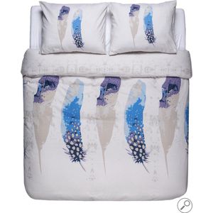 Dekbedovertrek Peacock Feathers - Lits-jumeaux (200x200/ 220 cm) - Flanel - Zand - Nightlife Fresh