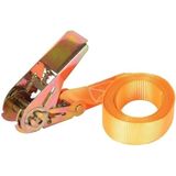 Toolland Spanband, eendelig, met ratel, voor het vastzetten van lichte ladingen, max. 500 kg, polyester, oranje, 3.6 m x 25 mm, 1 stuk