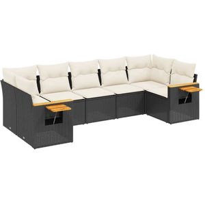 vidaXL Loungeset 7-delig - Poly Rattan - Zwart Loungeset - Tuinset - Tuinmeubels - Lounge Set - Outdoor Furniture