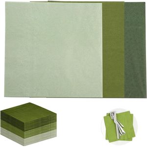 120 stuks groene papieren servetten 25 x 25 cm - voor feestjes, tafeldecoratie, bruiloften en picknicks