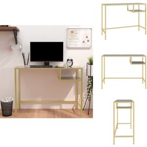 vidaXL Computerbureau - Computerbureaus - Glazen Kantoorbureau - Kantoorbureau - Computerbureau 100x36x74 cm gehard glas zwartmarmerkleurig