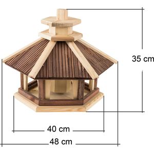 Vogelvoederhuis Luxe zeshoek/roodbruin, vogelhuis, vogelhuis, vogel, hout