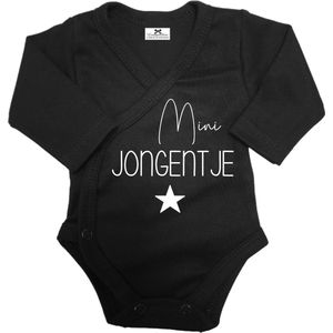 Prematuur overslag romper-Mini Jongentje-maat 48-unisex-zwart-wit