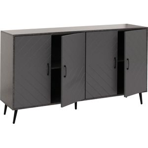 Dressoir MCW-N89, ladekast highboard dressoir, visgraatmotief melamine hout, 88x150x40cm ~ marmer look grijs