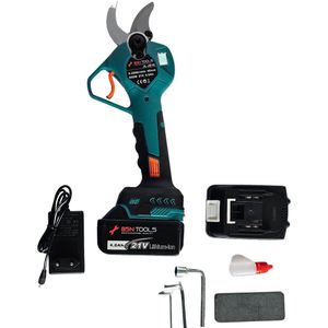 Royal Swiss ® Elektrische Snoeischaar – 600W, 40mm Snijdiameter, Accu Takkenschaar & Heggenschaar – Incl. Olie Reservoir, Slijpsteen, Opbergkoffer & 2 Accu's – Groen