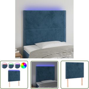 The Living Store Hoofdbord LED 80x5x118/128 cm fluweel donkerblauw - Hoofdboard - Led Hoofdbord - Velvet Hoofdbord - Blauw Hoofdbord - Hoofdbord Met Verlichting