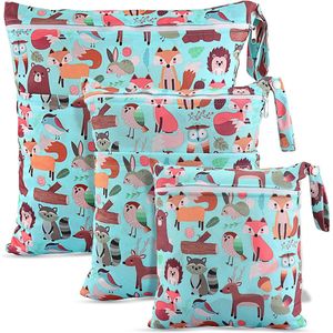 Stoffen mokken - CeeKii 3 stuks wasbare rijstmokken, waterdichte wetbag, baby herbal beach zwembad gymtas met ritssluiting en drukknoopgreep